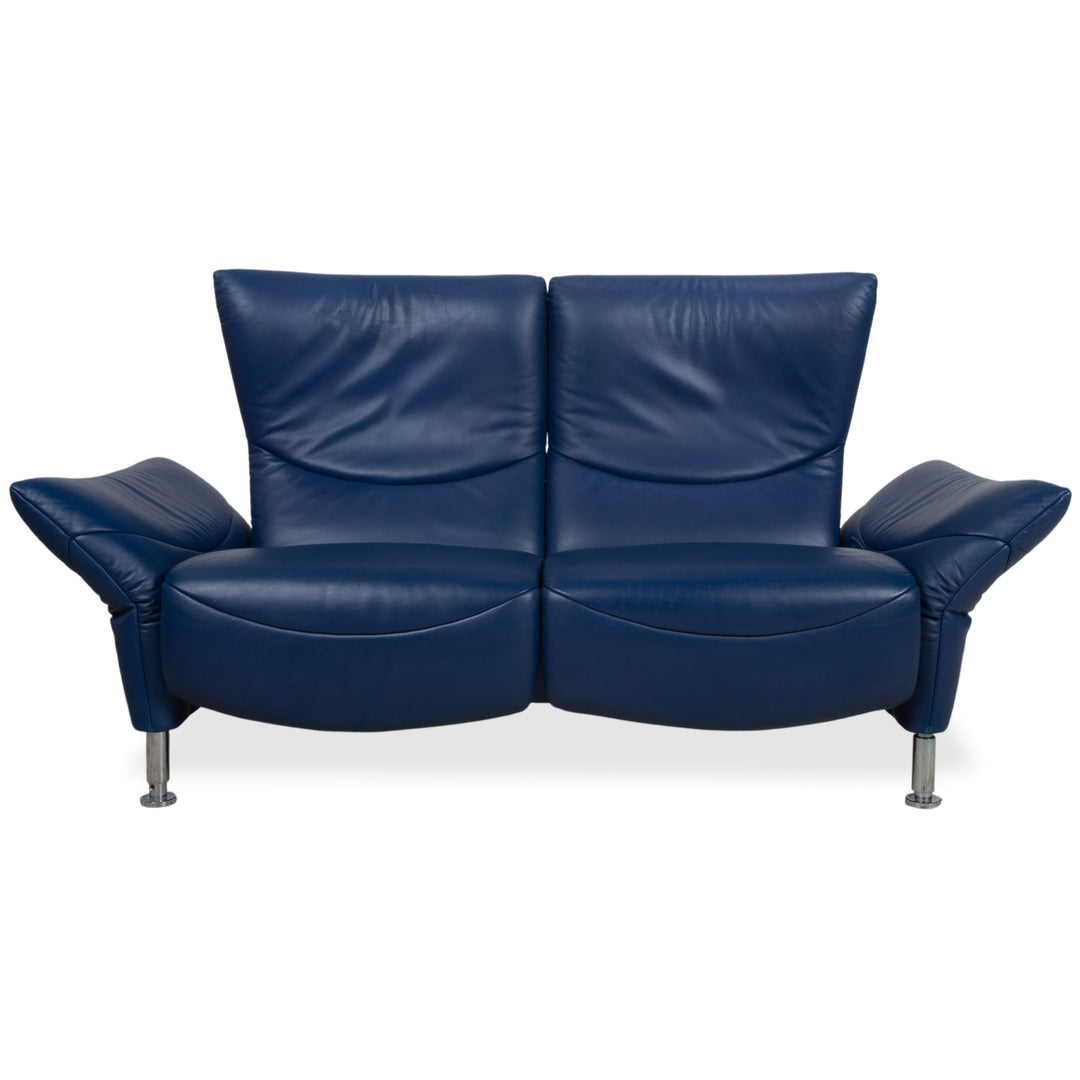 de Sede ds 145 Leder Chrom Sofa Couch Blau Zweisitzer manuelle Funktion Relaxfunktion