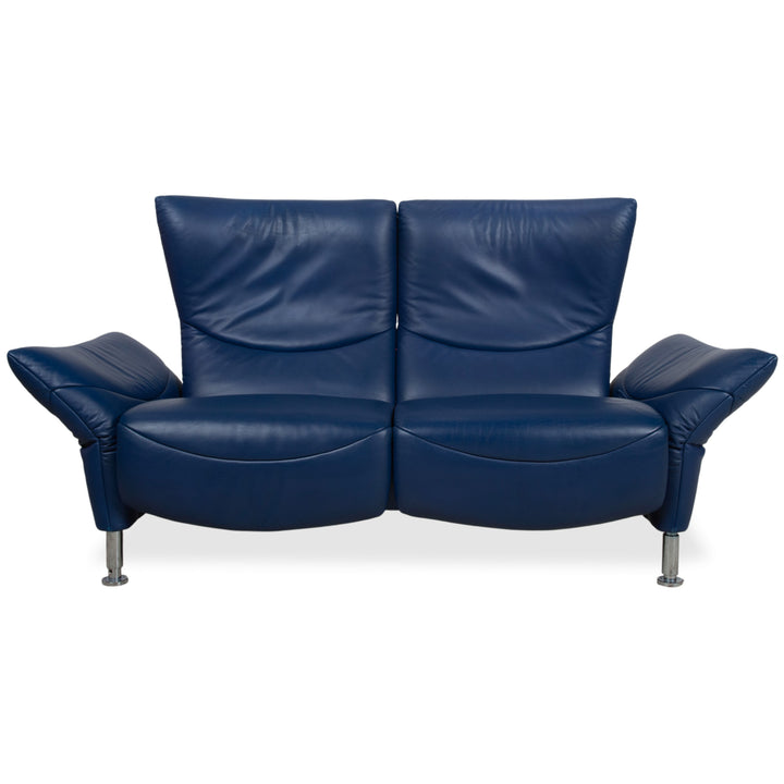 de Sede ds 145 Leder Chrom Sofa Couch Blau Zweisitzer manuelle Funktion Relaxfunktion