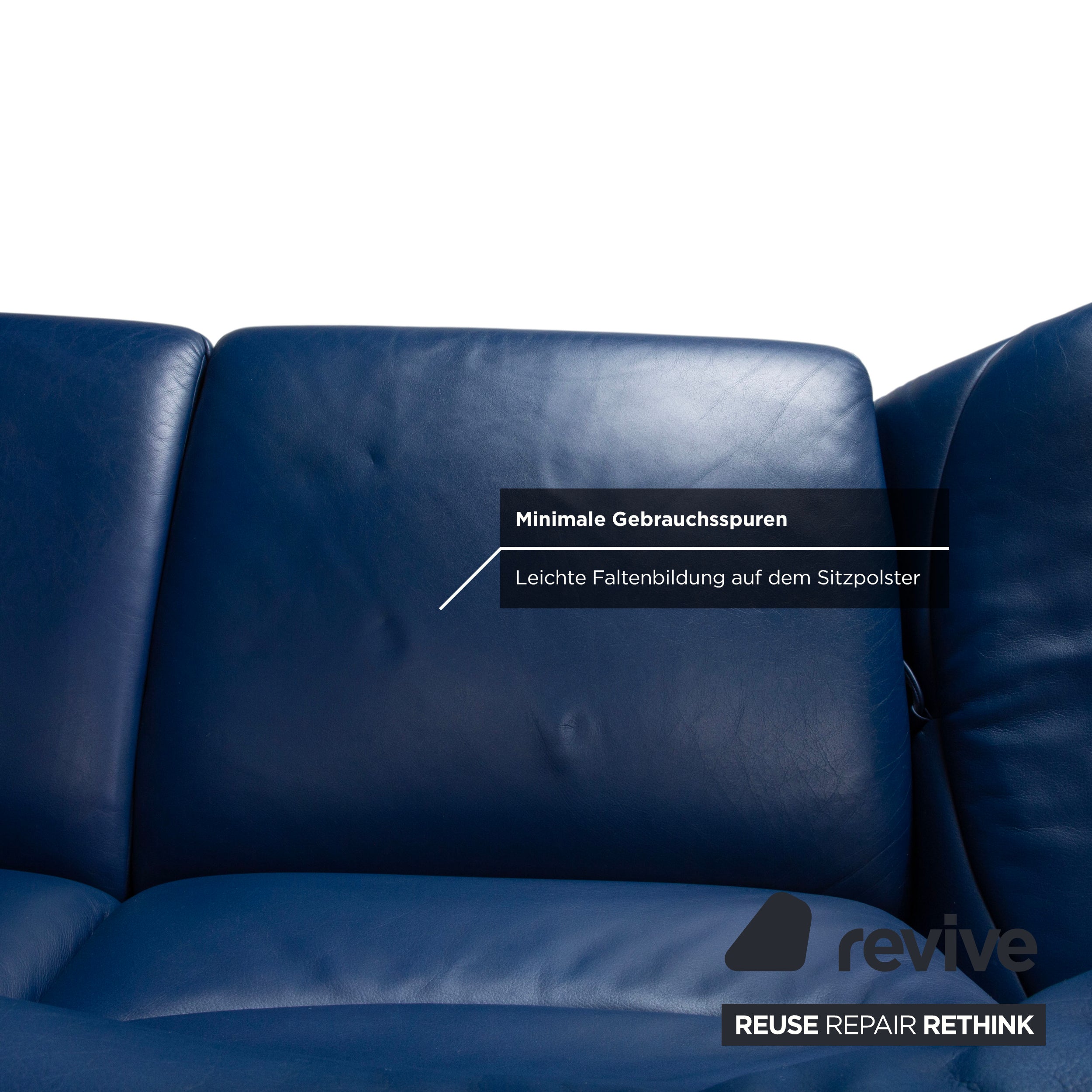 de Sede ds 145 Leder Chrom Sofa Couch Blau Zweisitzer manuelle Funktion Relaxfunktion