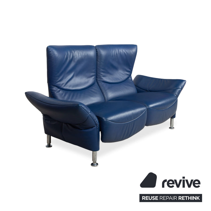 de Sede ds 145 leather chrome sofa couch blue two-seater manual function relaxation function