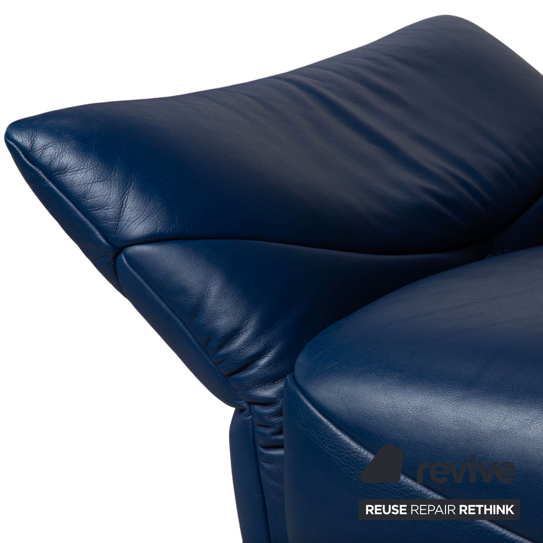 de Sede ds 145 Leder Chrom Sofa Couch Blau Zweisitzer manuelle Funktion Relaxfunktion