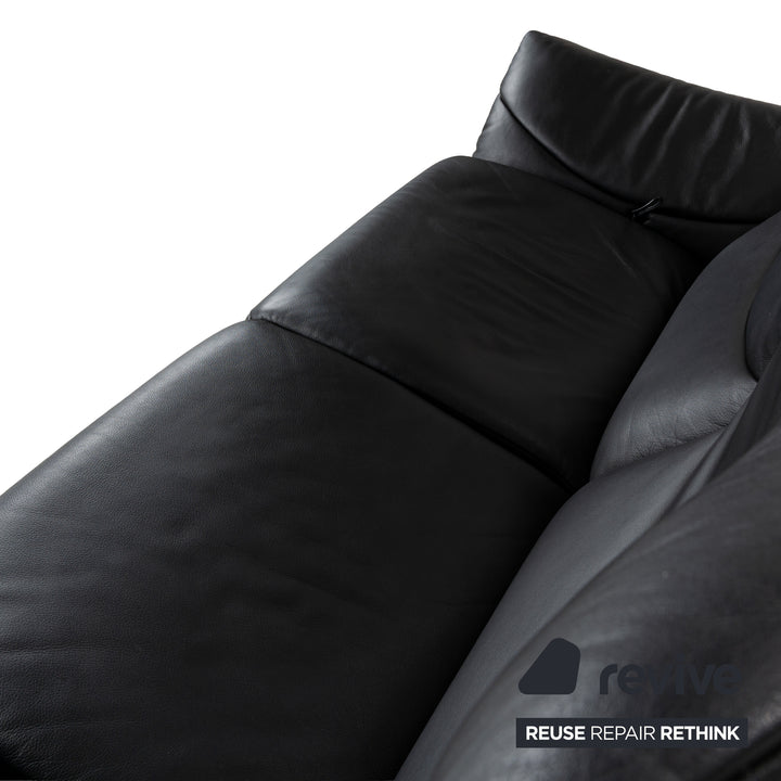 de Sede DS-145 Leder Zweisitzer Schwarz manuelle Funktion Relaxfunktion Sofa Couch