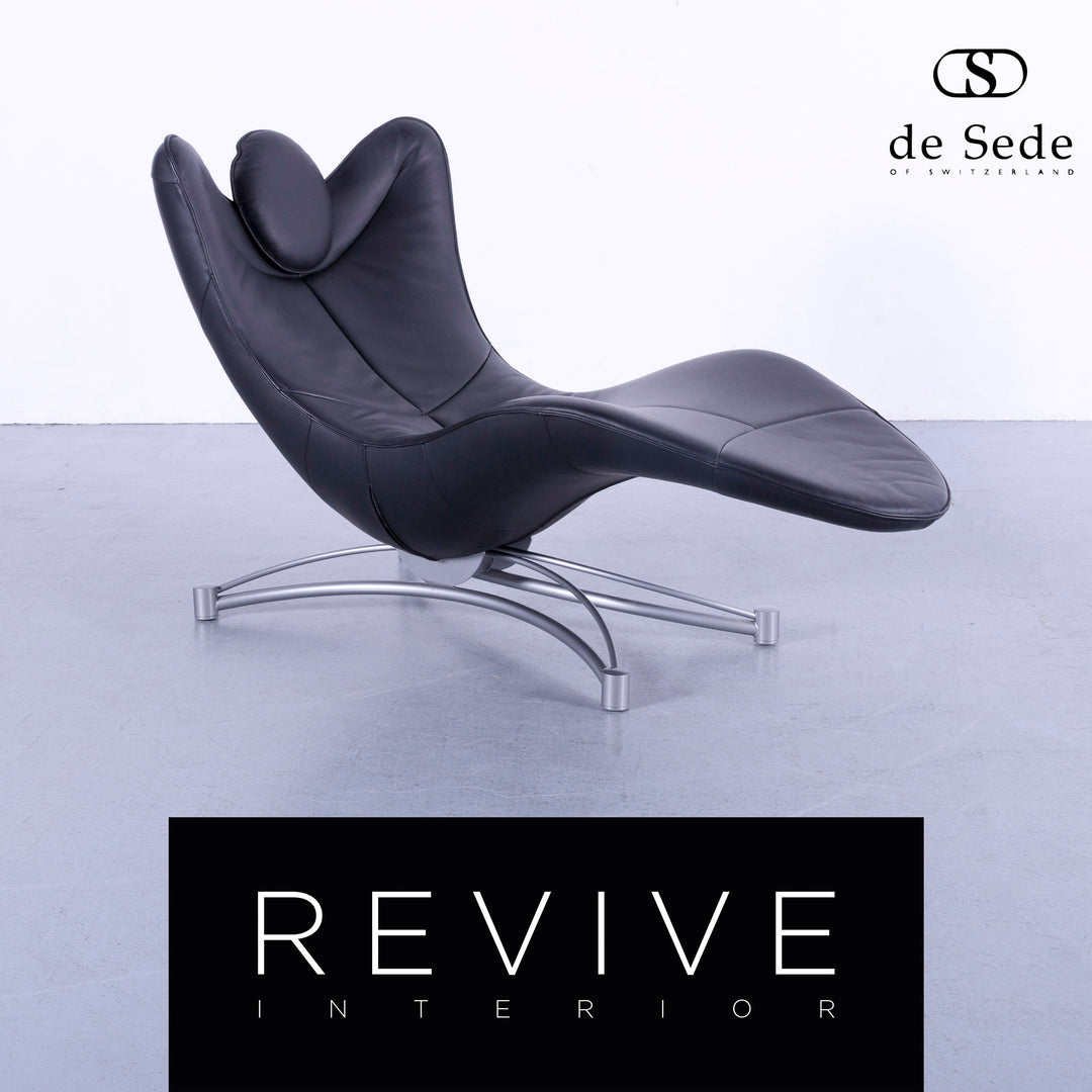 de Sede DS 151 Designer Leder Liege Schwarz Einsitzer Relax Liege Echtleder #5650