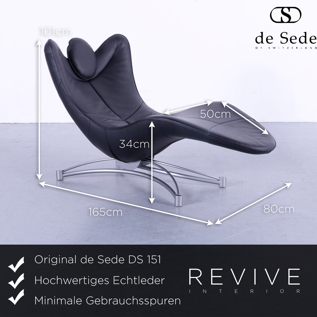 de Sede DS 151 Designer Leder Liege Schwarz Einsitzer Relax Liege Echtleder #5650