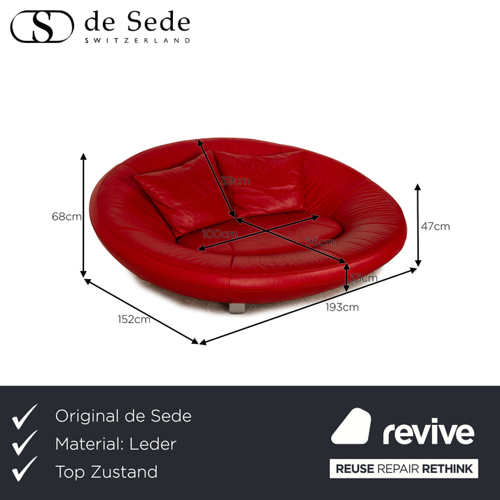 de Sede DS 152 Leather Two-Seater Red Sofa Couch