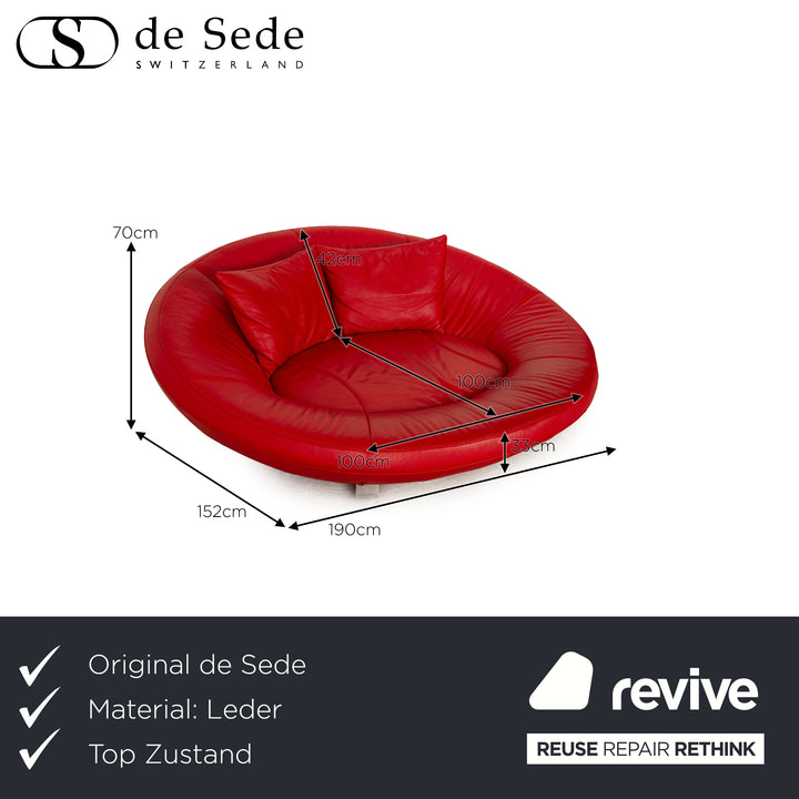 de Sede DS 152 Leather Two-Seater Red Sofa Couch