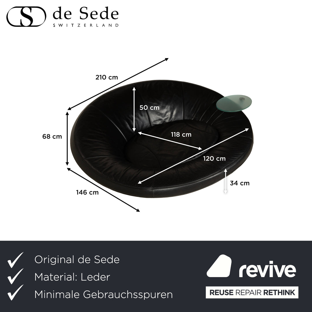 Canapé deux places en cuir noir De Sede DS-152