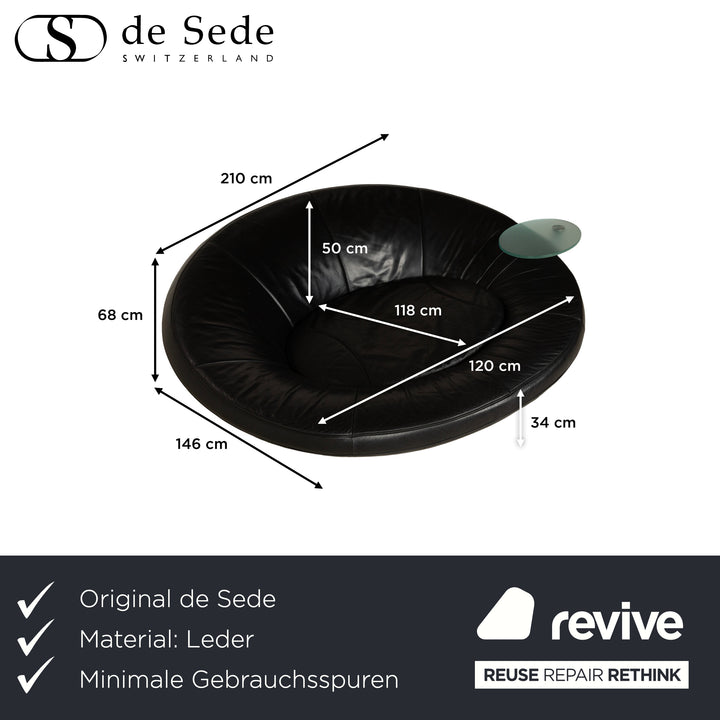 Canapé deux places en cuir noir De Sede DS-152