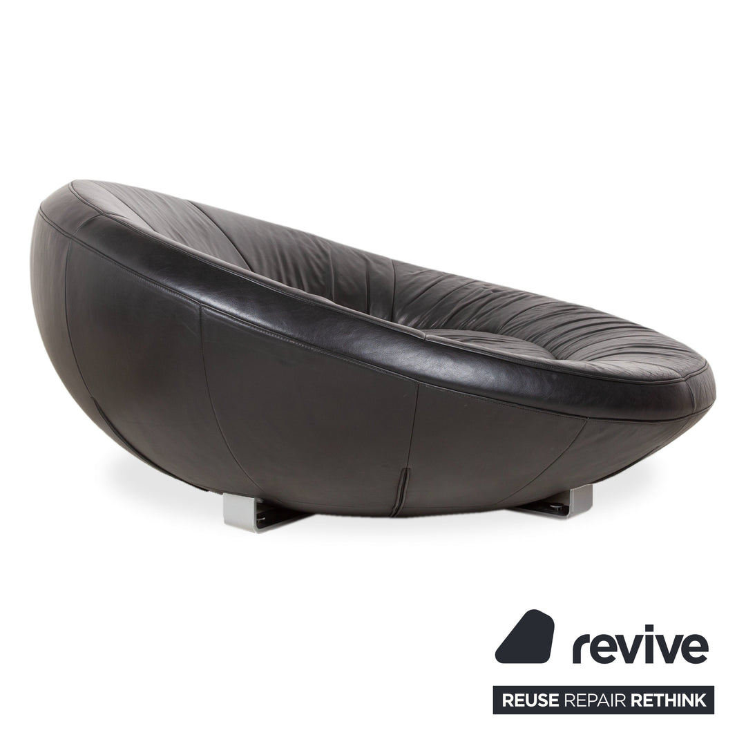 De Sede DS-152 Leather Two-Seater Black Sofa Couch