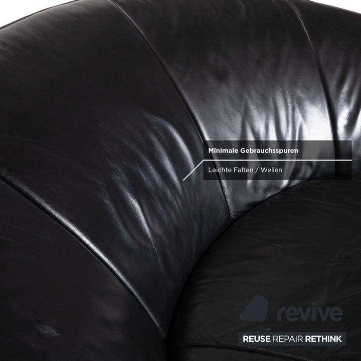 De Sede DS-152 Leather Two-Seater Black Sofa Couch