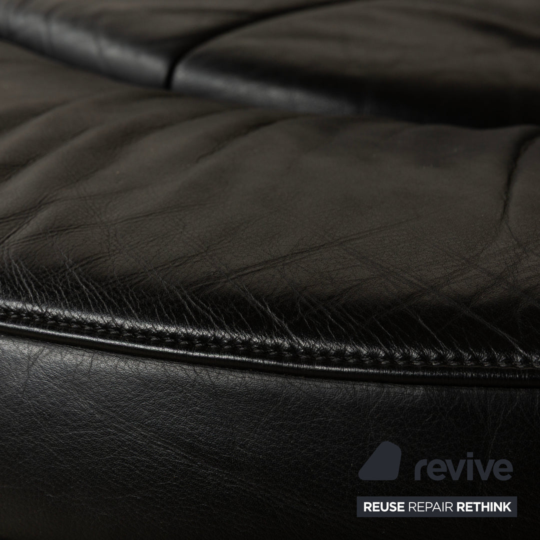 Canapé deux places en cuir noir De Sede DS-152