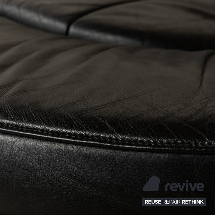 Canapé deux places en cuir noir De Sede DS-152