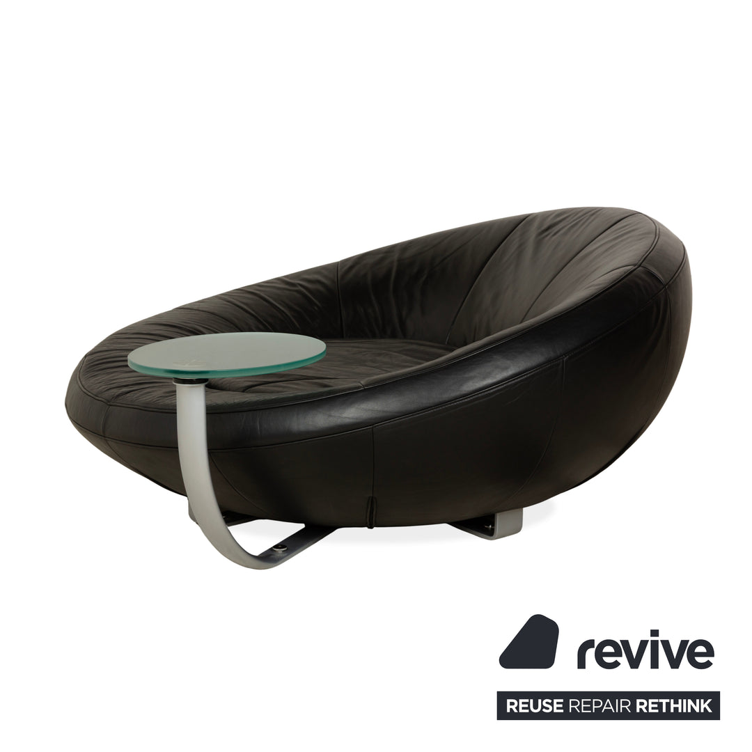 Canapé deux places en cuir noir De Sede DS-152