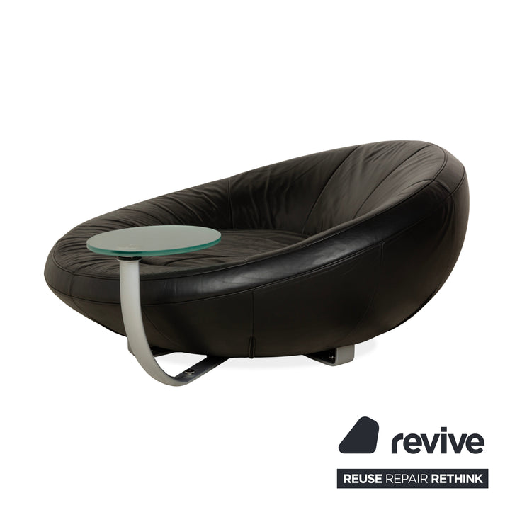 Canapé deux places en cuir noir De Sede DS-152