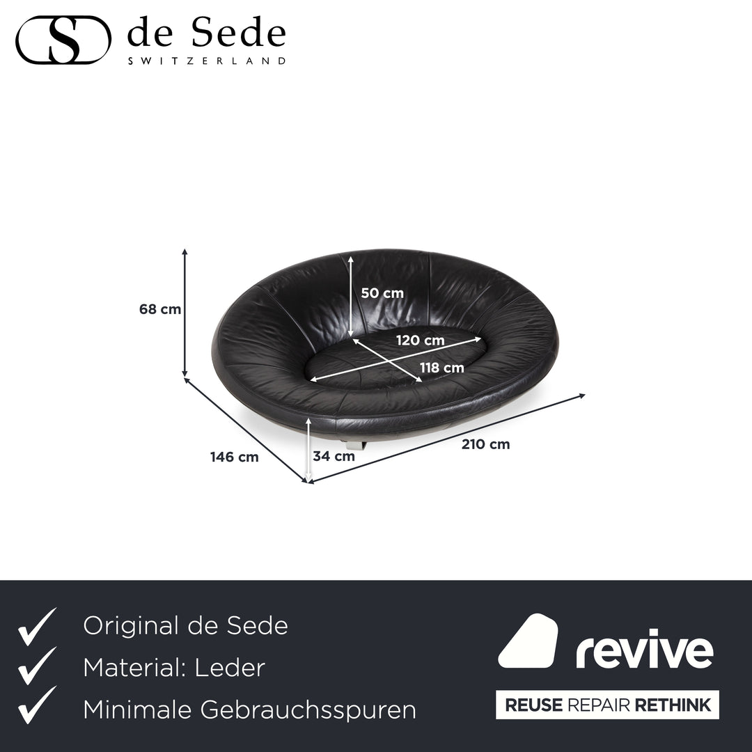 De Sede DS-152 Leather Two-Seater Black Sofa Couch