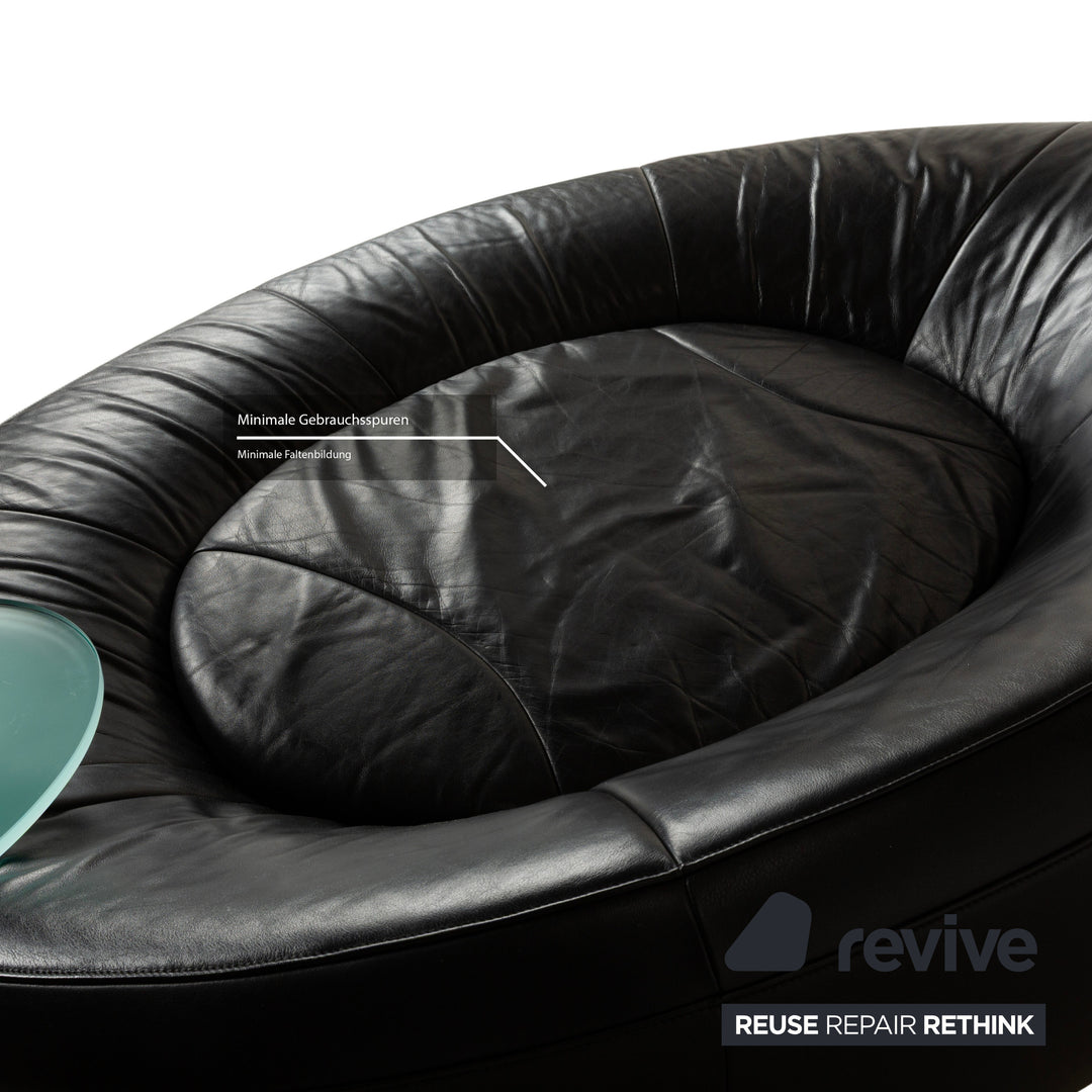 Canapé deux places en cuir noir De Sede DS-152