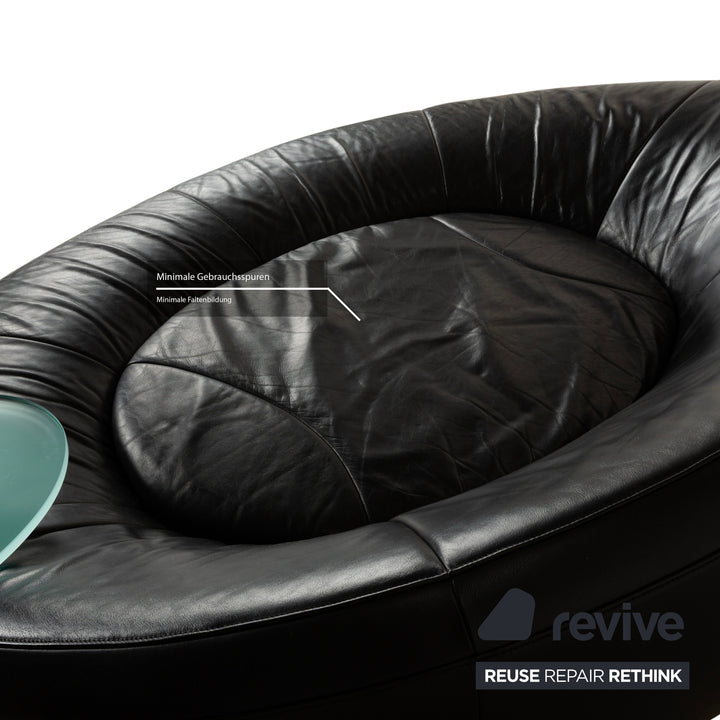 Canapé deux places en cuir noir De Sede DS-152