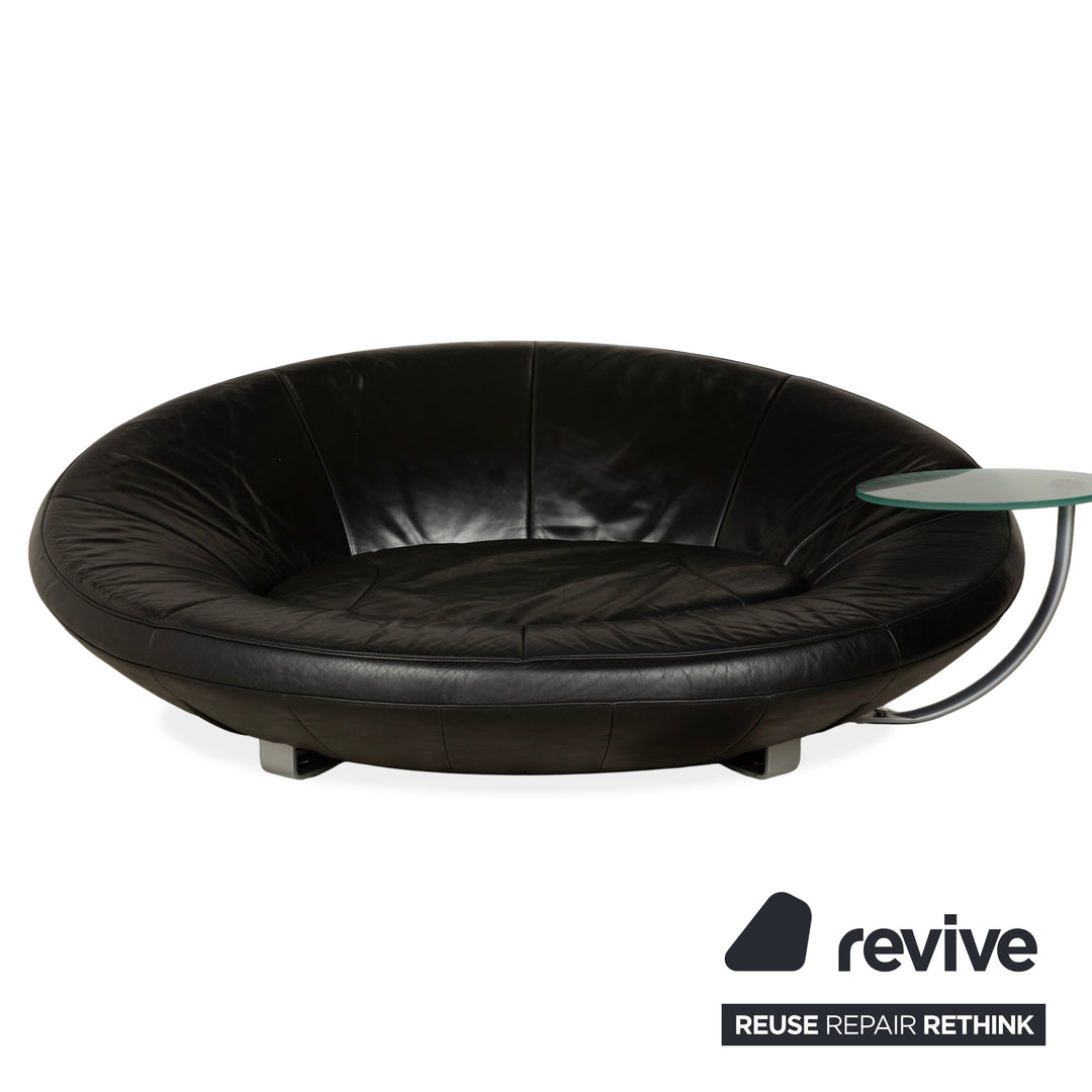 Canapé deux places en cuir noir De Sede DS-152