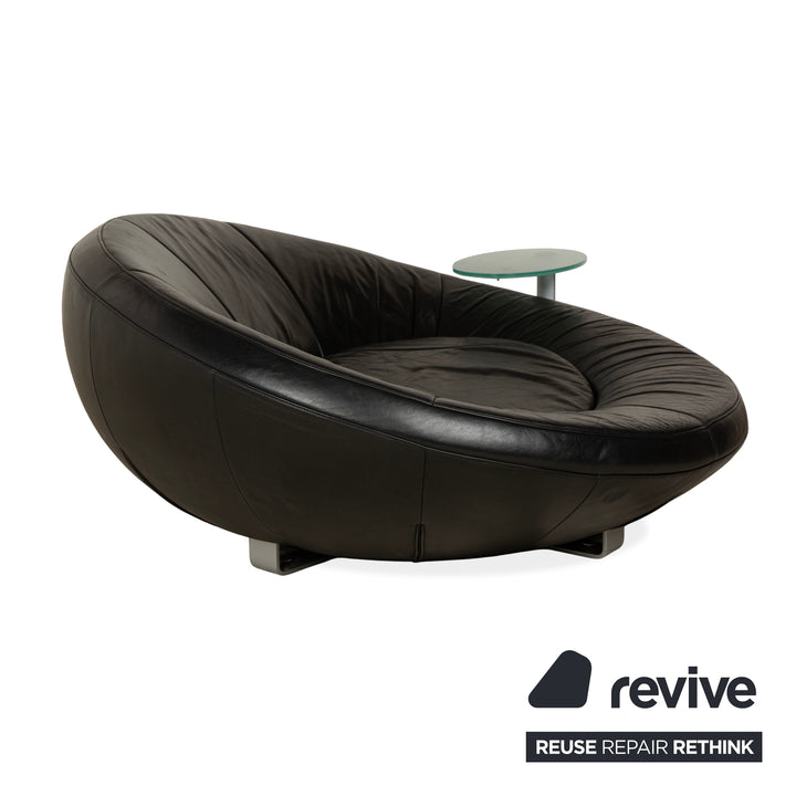 Canapé deux places en cuir noir De Sede DS-152