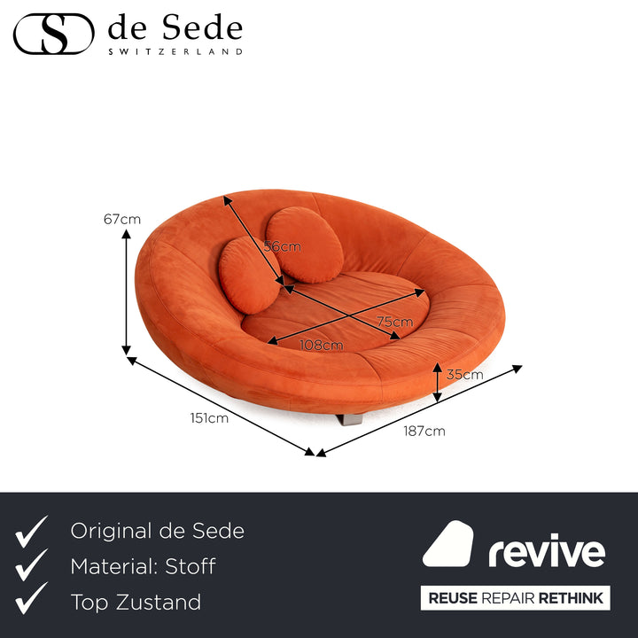 de Sede DS 152 Stoff Zweisitzer Orange Sofa Couch