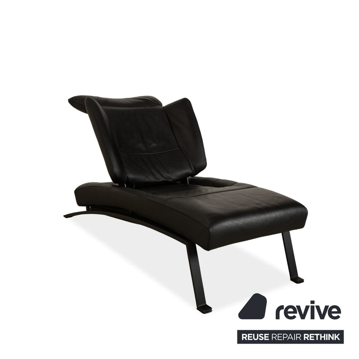 Fauteuil de jardin en cuir noir de Sede DS-158 à commande manuelle