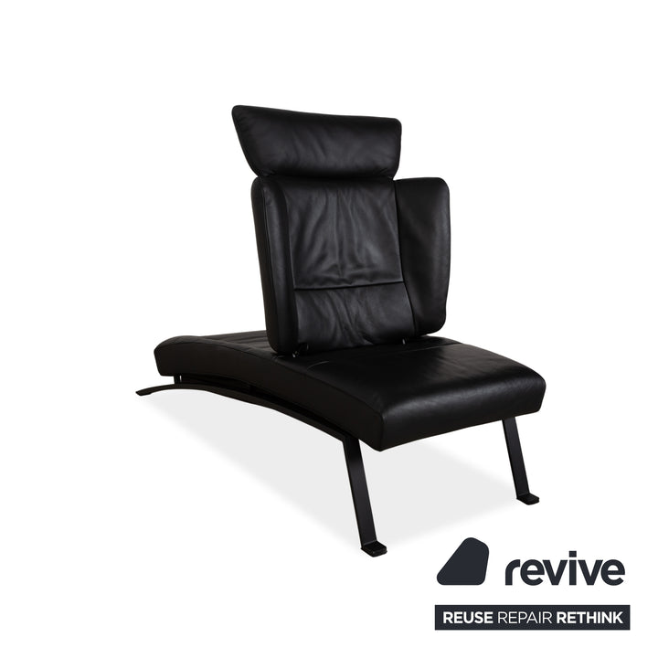 Fauteuil de jardin en cuir noir de Sede DS-158 à commande manuelle