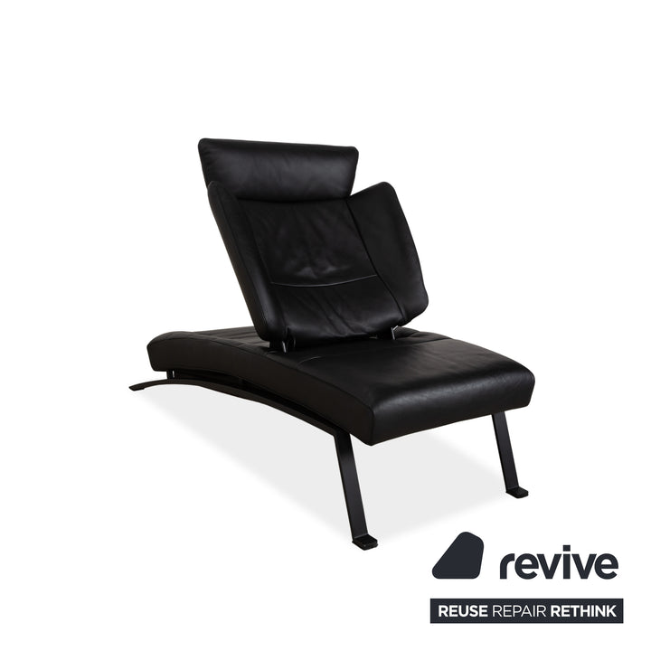 Fauteuil de jardin en cuir noir de Sede DS-158 à commande manuelle