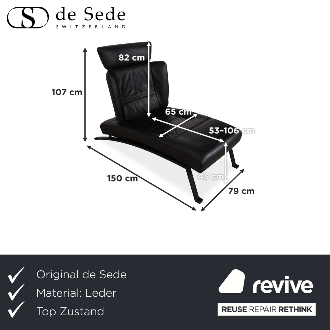 Fauteuil de jardin en cuir noir de Sede DS-158 à commande manuelle