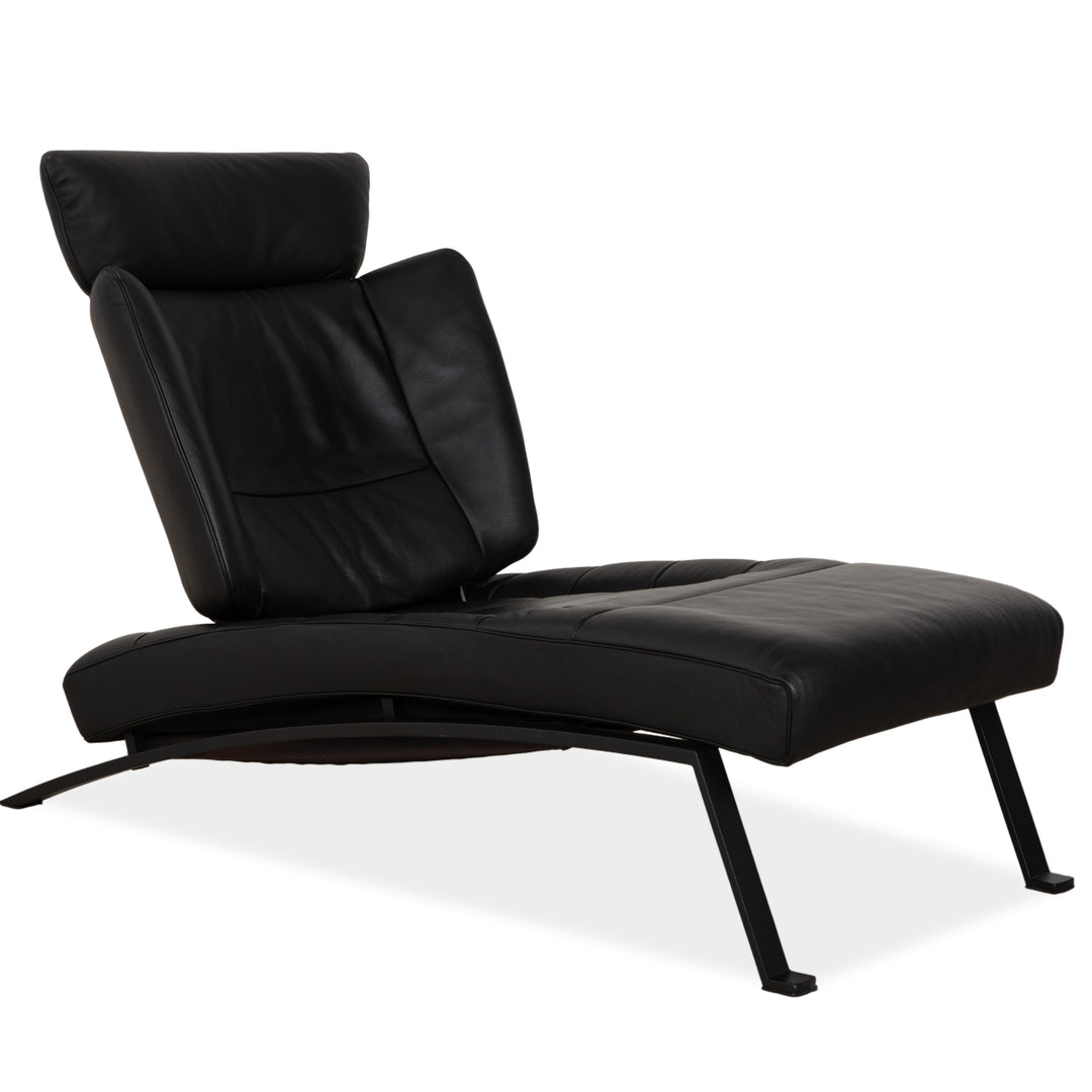 Fauteuil de jardin en cuir noir de Sede DS-158 à commande manuelle