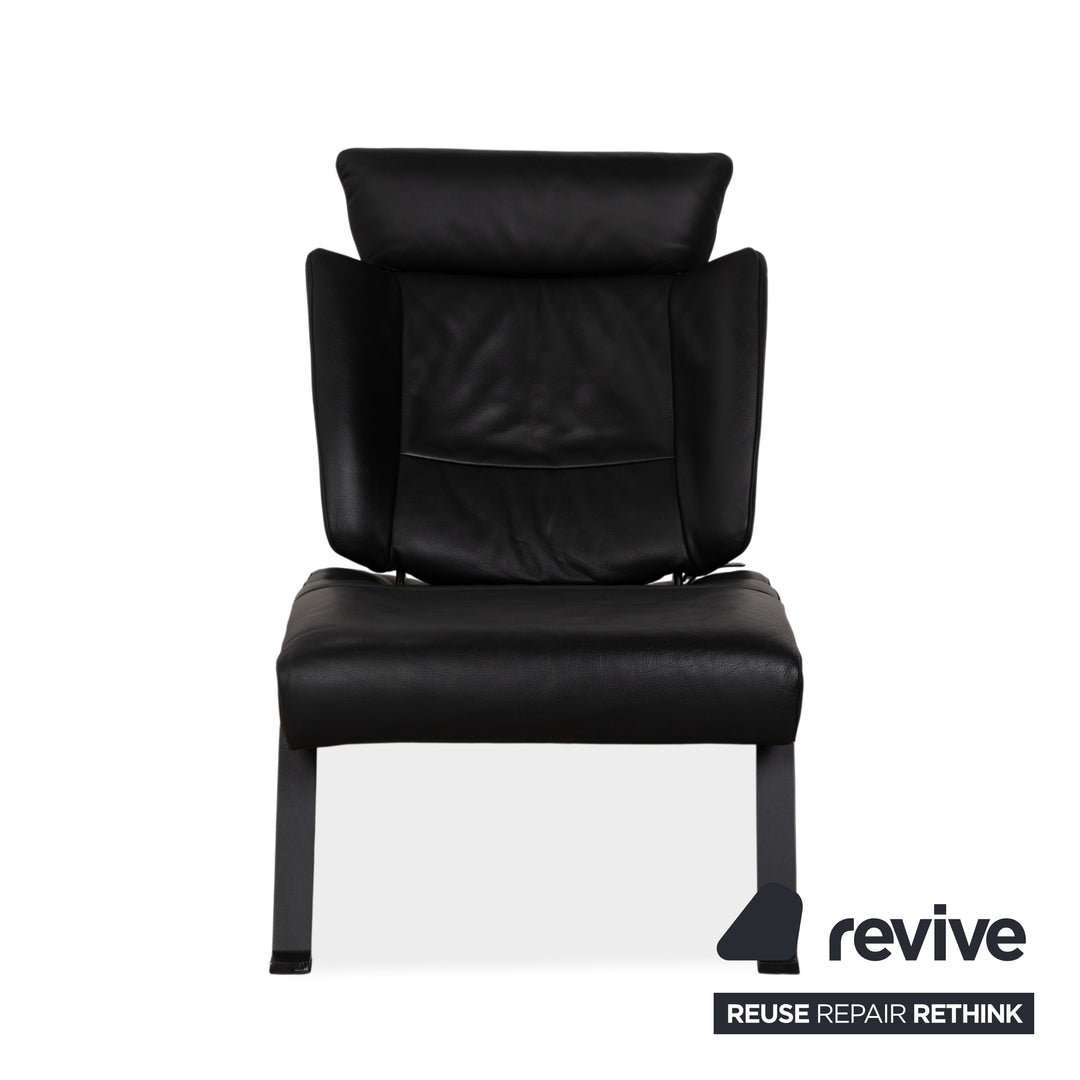 Fauteuil de jardin en cuir noir de Sede DS-158 à commande manuelle