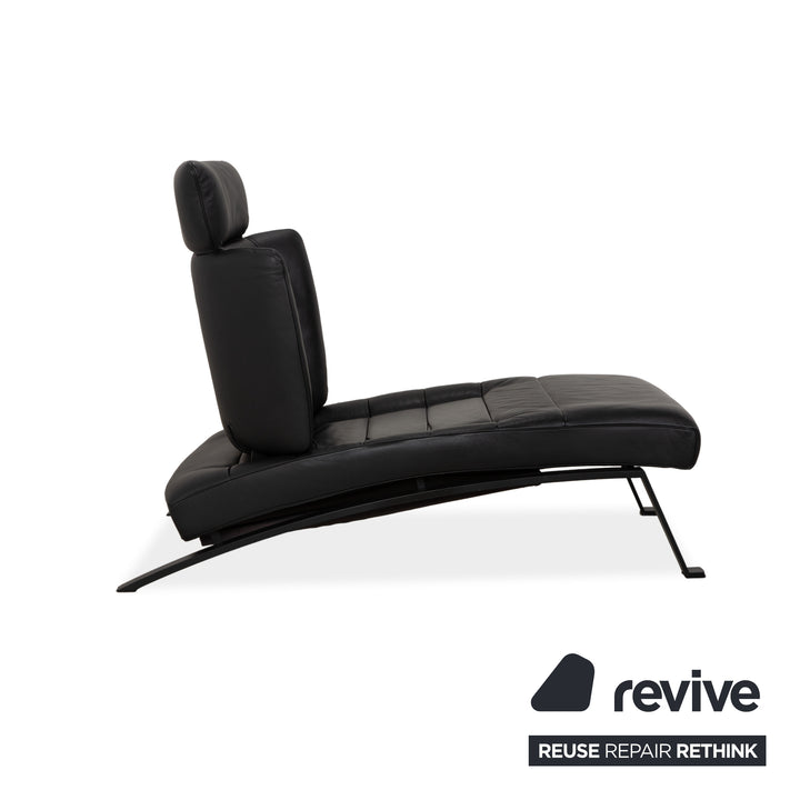 Fauteuil de jardin en cuir noir de Sede DS-158 à commande manuelle