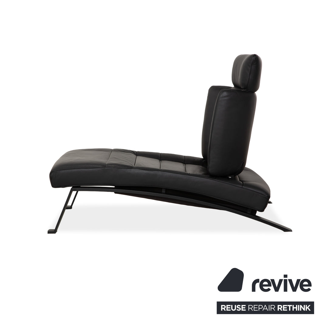 Fauteuil de jardin en cuir noir de Sede DS-158 à commande manuelle