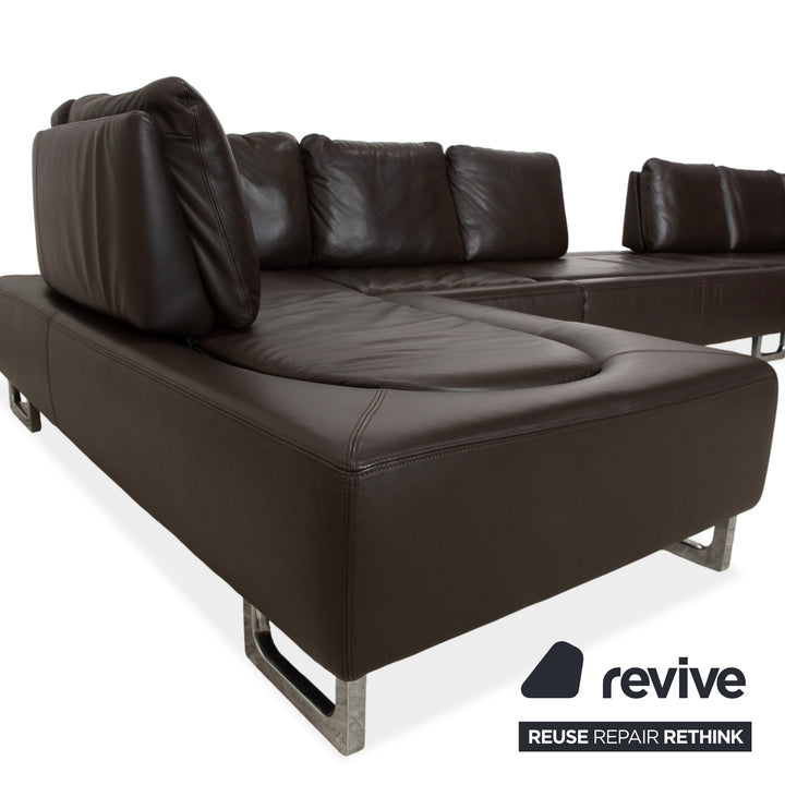 Canapé d'angle inclinable DS-165 de Sede, marron, design Hugo de Ruiter, fonction manuelle