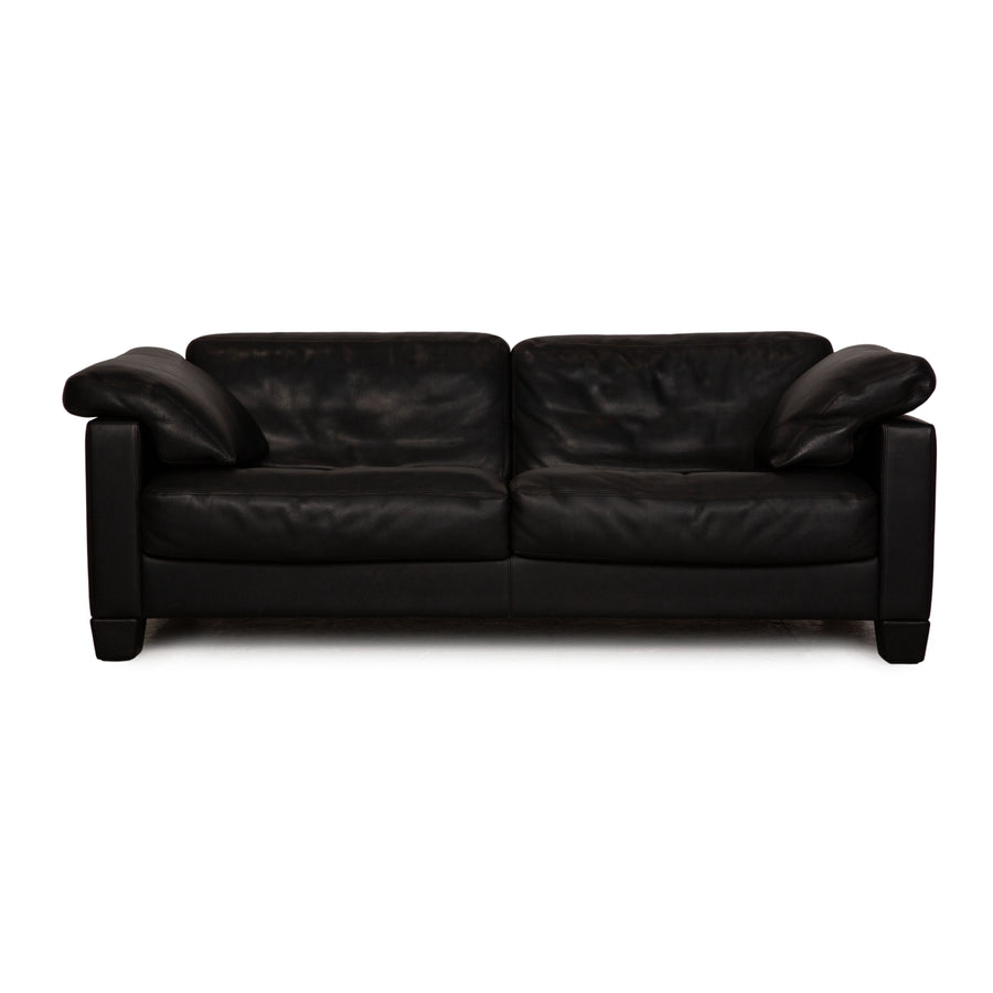 de Sede DS 17 Designer Leder Sofa Schwarz Zweisitzer Couch