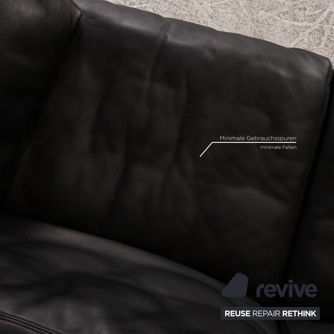 de Sede DS 17 Designer Leder Sofa Schwarz Zweisitzer Couch