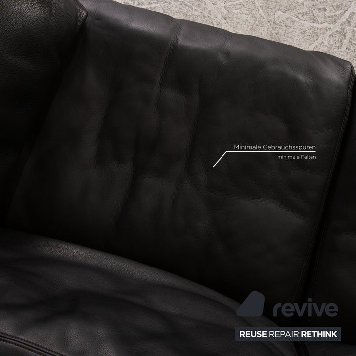 de Sede DS 17 Designer Leder Sofa Schwarz Zweisitzer Couch