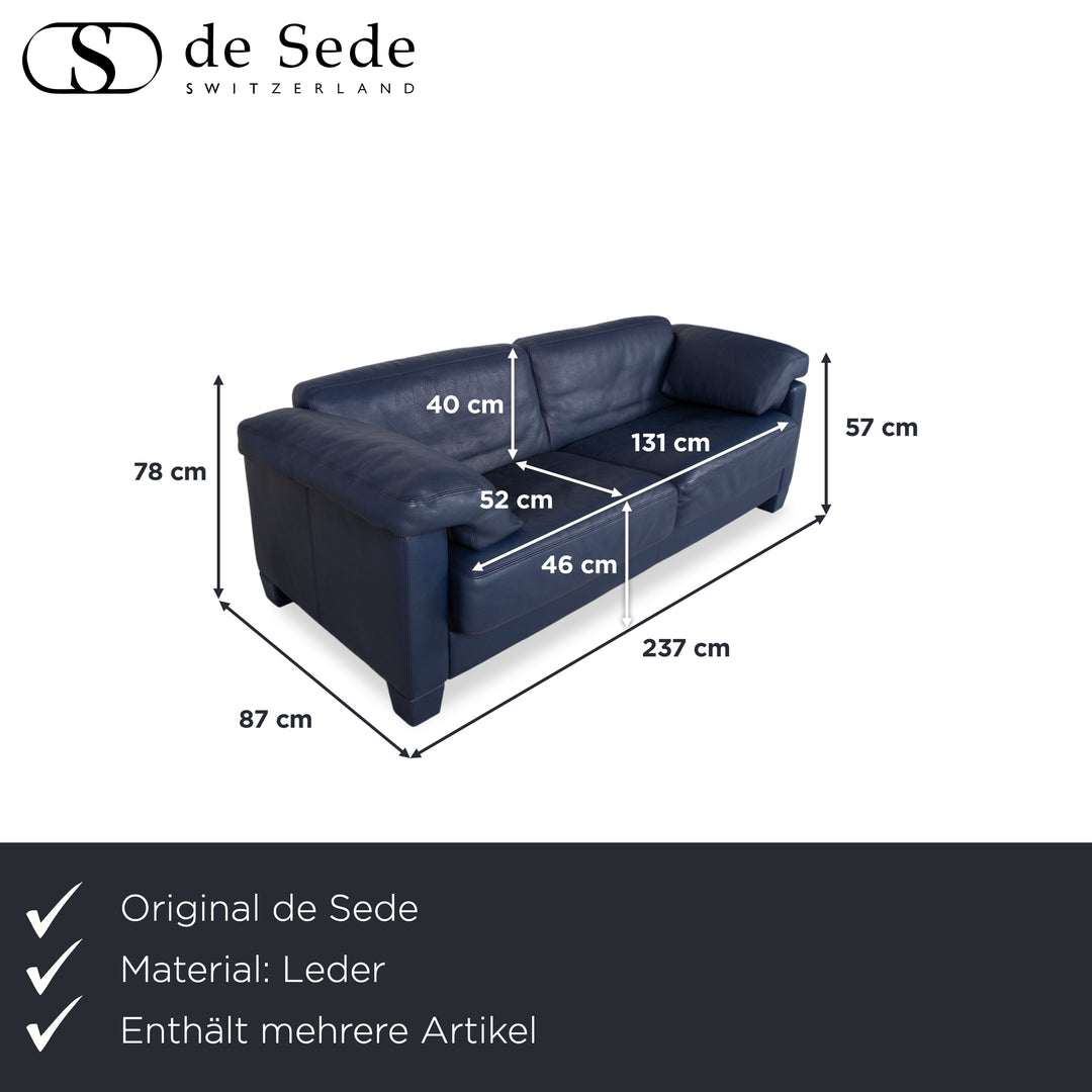 de Sede DS 17 Leder 2x Dreisitzer Dunkelblau Marineblau