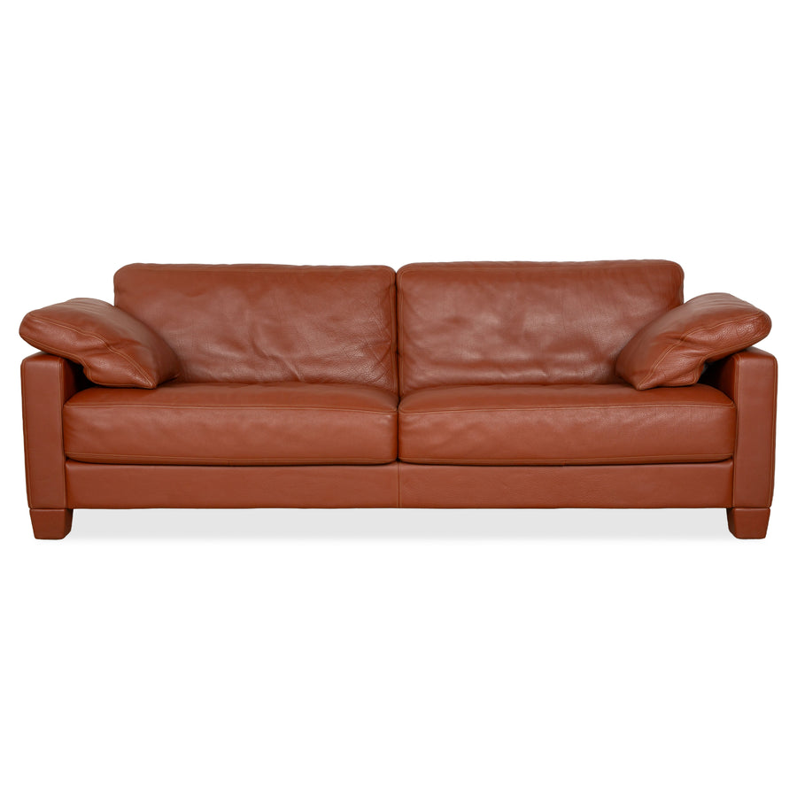 Canapé trois places en cuir marron orange terre cuite de Sede DS-17
