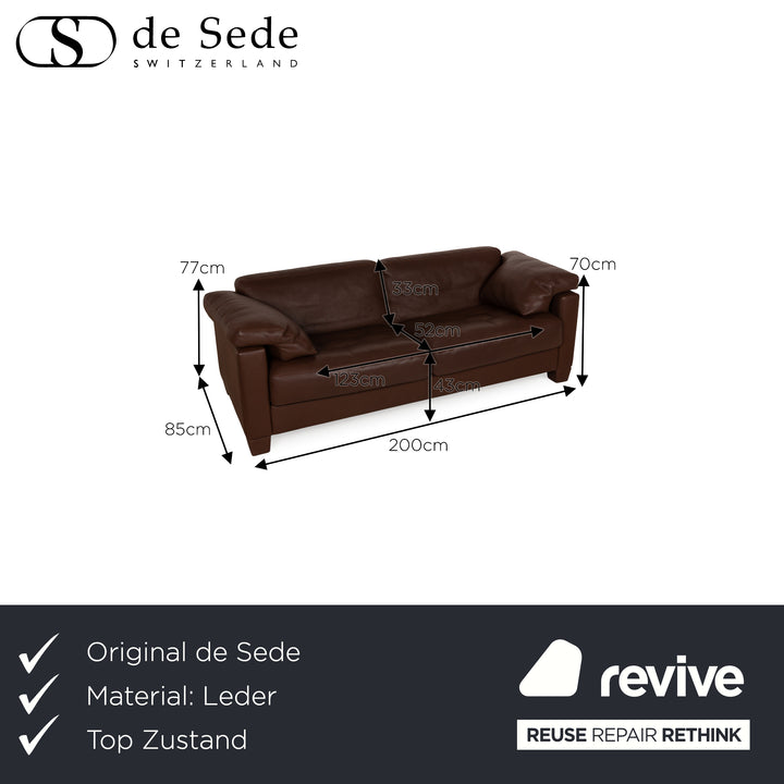 De Sede DS 17 Leder Dreisitzer Braun Sofa Couch