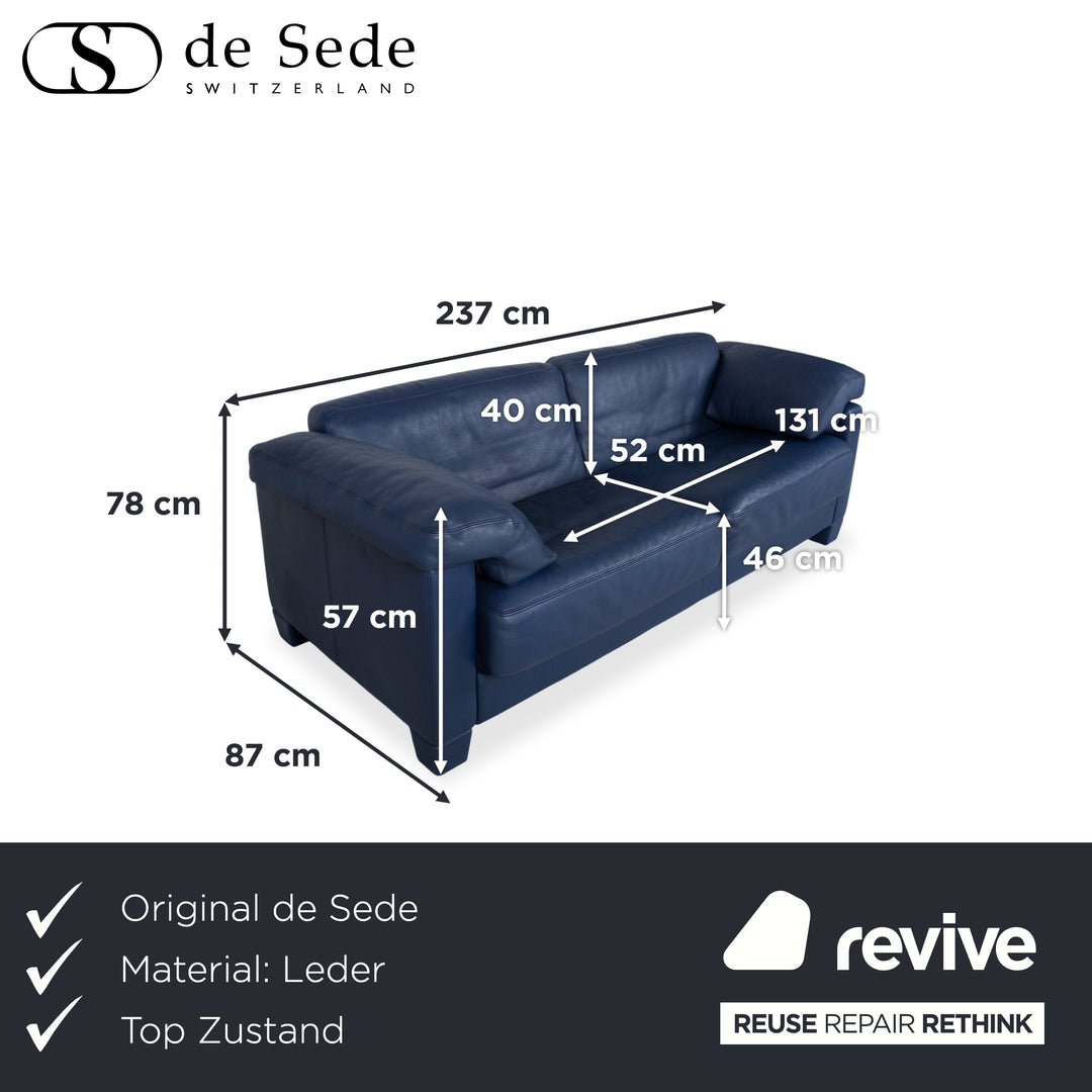de Sede DS 17 Leder Dreisitzer Dunkelblau Marineblau