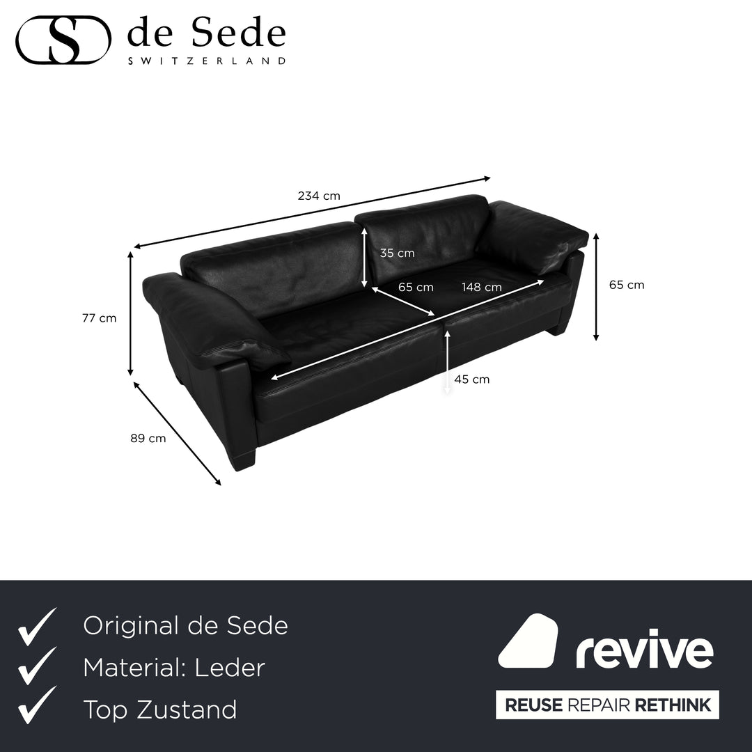 de Sede DS-17 Leder Dreisitzer Schwarz Sofa Couch