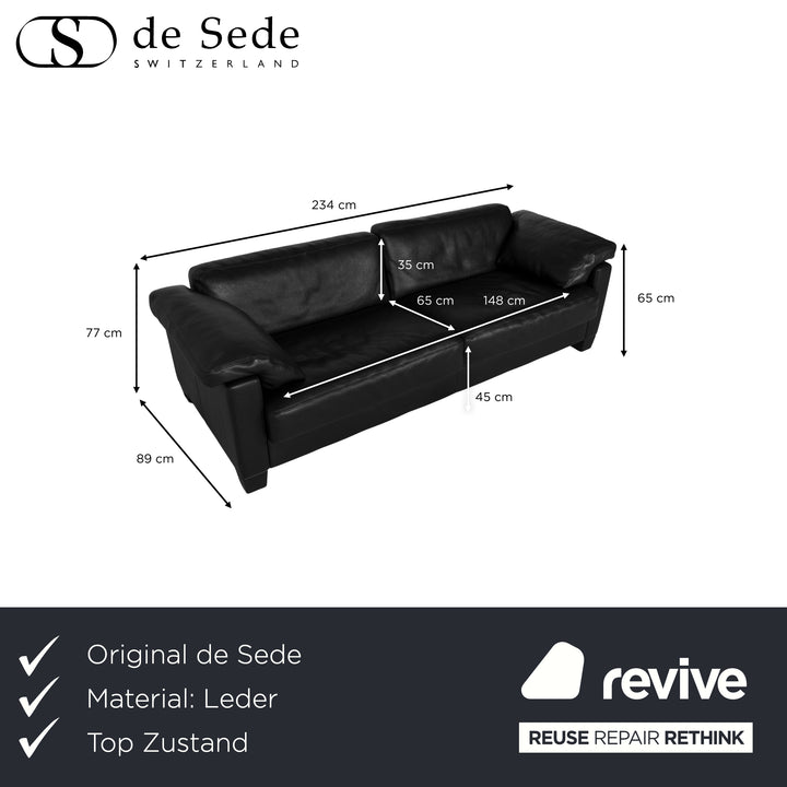 de Sede DS-17 Leder Dreisitzer Schwarz Sofa Couch