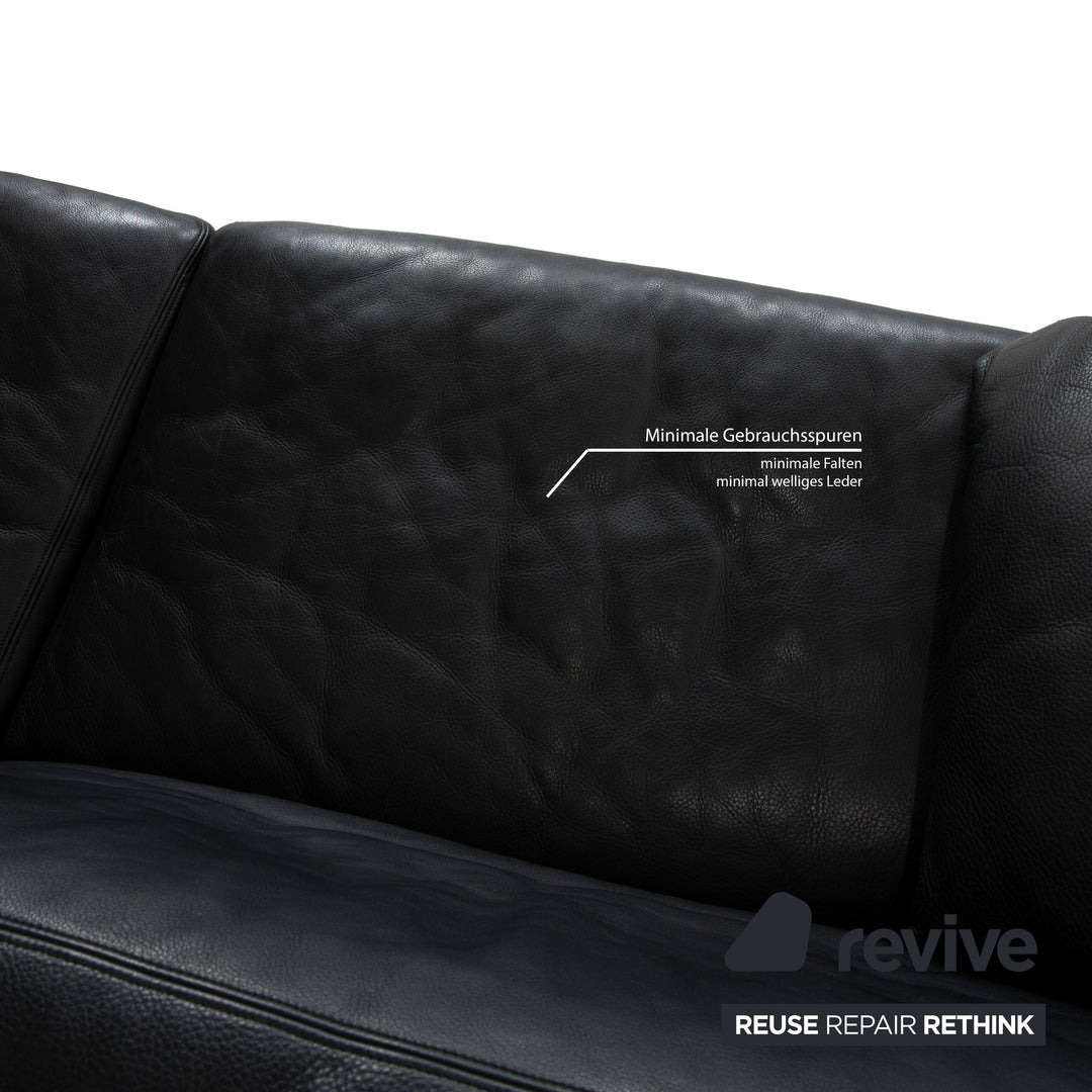 de Sede DS-17 Leather Three-Seater Black Sofa Couch