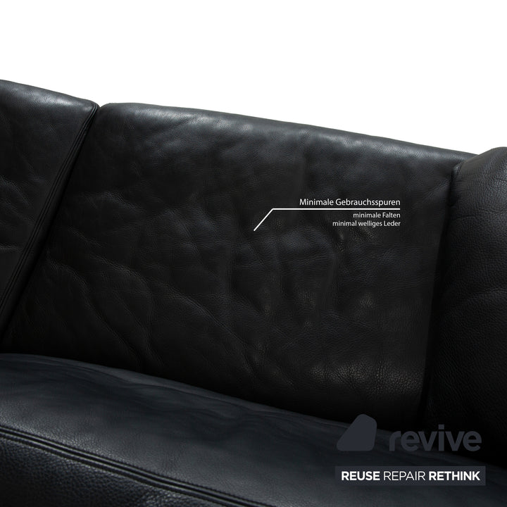 de Sede DS-17 Leather Three-Seater Black Sofa Couch