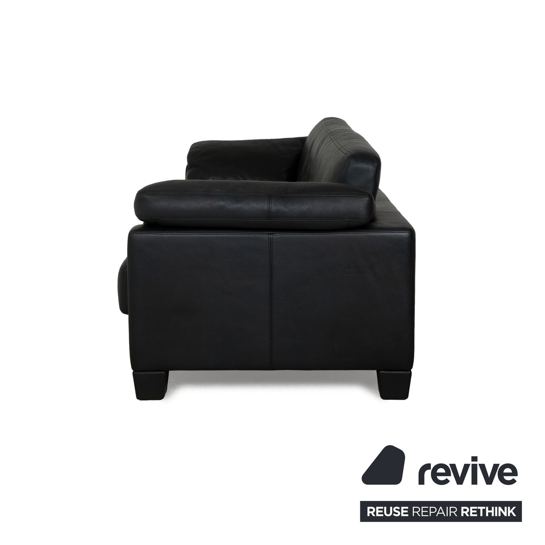 de Sede DS-17 Leather Three-Seater Black Sofa Couch
