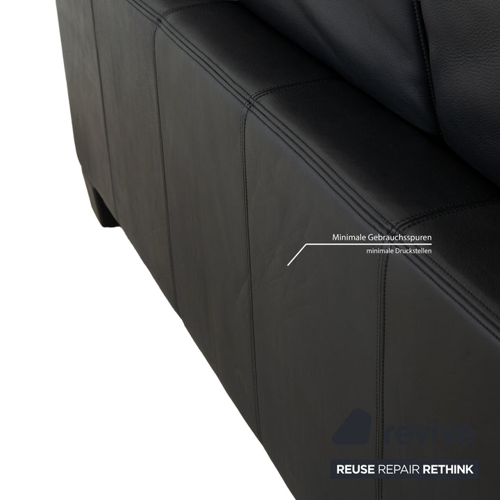 de Sede DS-17 Leather Three-Seater Black Sofa Couch
