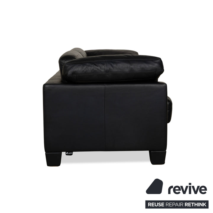 Canapé trois places en cuir De Sede DS 17 bleu foncé