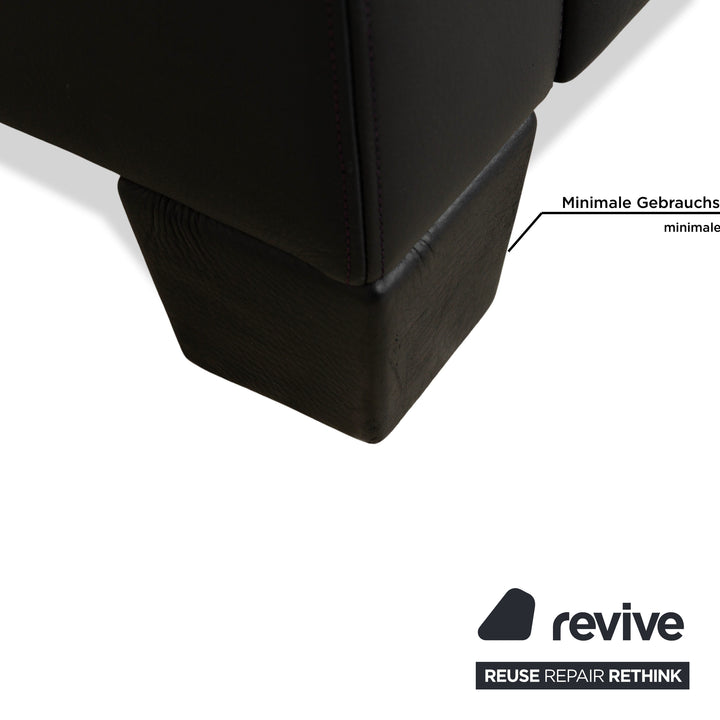 Canapé trois places en cuir De Sede DS 17 bleu foncé