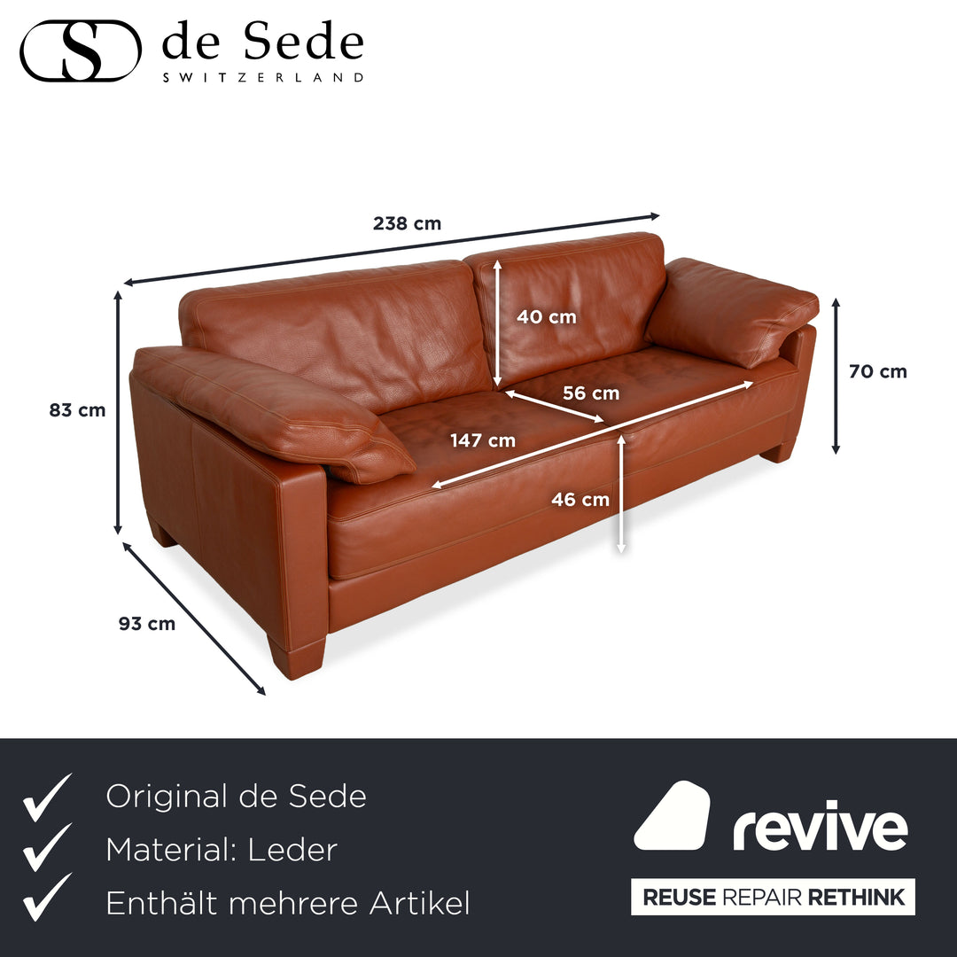 de Sede DS-17 Leather Three-Seater + Two-Seater Brown Orange Terracotta Sofa Couch