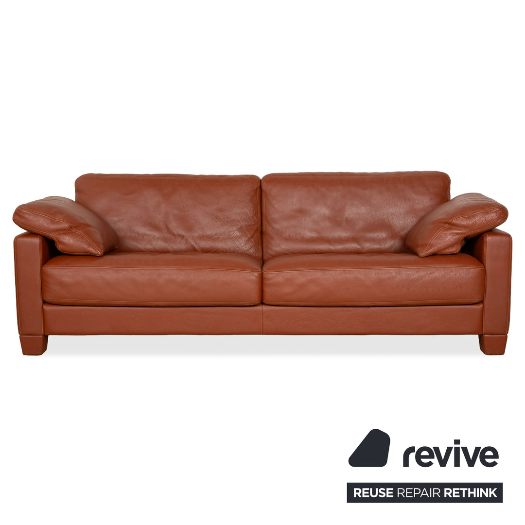 de Sede DS-17 Leather Three-Seater + Two-Seater Brown Orange Terracotta Sofa Couch